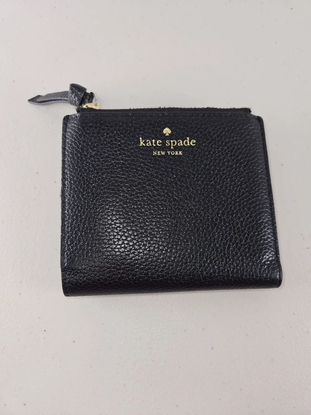 kate spade Black Pebbled Leather Zip Wallet